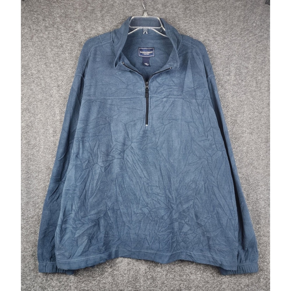Saddlebred Fleece Quarter Zip Pullover Mens 3XLT Blue Tall Long Sleeve Soft
